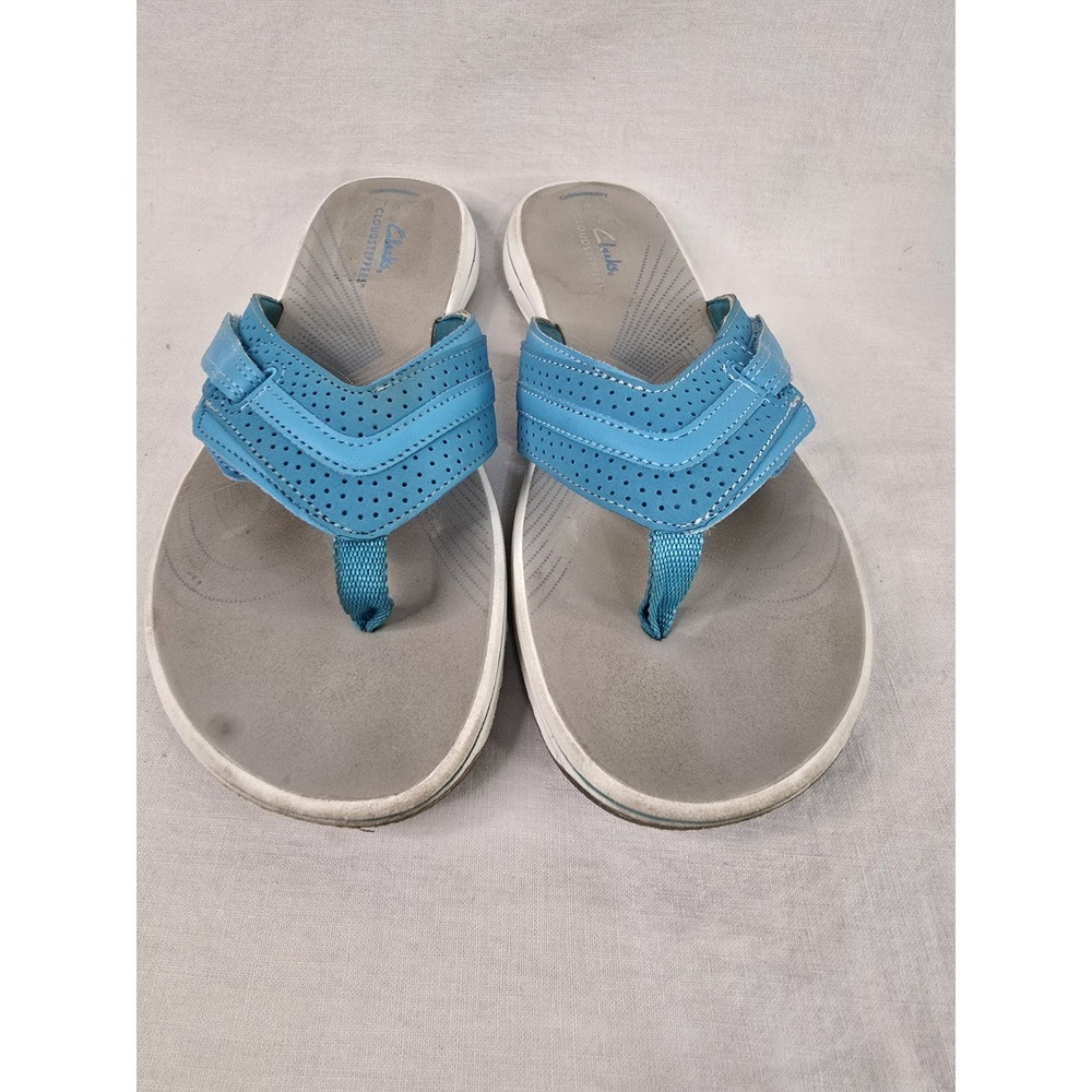 Clarks Cloudsteppers Womens 9 Blue Flip Flop Sandals Cushion Soft 261669664065